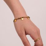 color: TXE243-Heart Zircon Beaded Bracelet 16+5cm