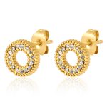color: Round Full Pave Stud Earrings