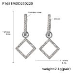 color: F1681-Steel Color Zircon Earrings