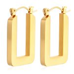 color: Cut Rectangle Earrings Gold MS-067