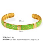 color: SZ192GNG Green Enamel Gold Bangle