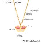color: TXP260-Gold Butterfly Enamel Color Necklace 34+5cm