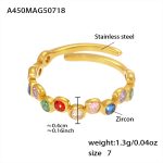 color: A450-Gold Multicolor Zircon Ring / size: US 7