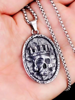 Vintage Stainless Steel Skull Pendant Men's Necklace Hip Hop Cool Punk Rock Ornament