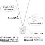 color: KP108-008-Micro-pave Zircon Moon Pendant Steel Color Necklace -41+5cm