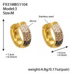 color: F931-3 Black Zircon Earrings -Medium