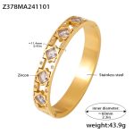 color: Z378-Gold White Glass Zircon Bangle
