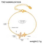 color: TXE166-Four-petal Flower Set with Stone Bracelet