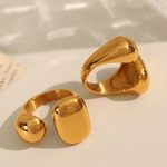 Simple All-Match Golden Ring for Girls Creative New Open Stainless Steel