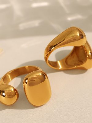 Simple All-Match Golden Ring for Girls Creative New Open Stainless Steel