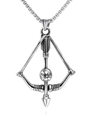 Necklace Personality Punk Bow and Arrow Stainless Steel Pendant Men's Archery Fashion Brand Sweater Chain Accessories