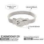 color: E240-Steel Color Leather With Clasp Magnet Bracelet 16.5cm