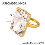 color: A590-Gold White Zircon Ring / size: US 6