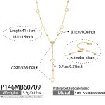 color: P146-Heart Zircon Y Letter Necklace -41+5cm
