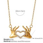 color: XL418WEG White Rhinestone Gold Necklace