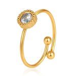 color: Round Zircon Ring White Zircon / size: Open Adjustable