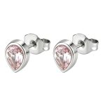 color: Drop Stud Earrings Pink Zircon Steel Color