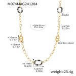 color: M074-Gold Snow Leopard Print Sweater Chain