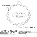 color: TXP187-Cutout Oval Steel Color Necklace -46+5cm