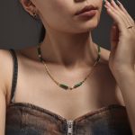 Green Dongling Stone Bamboo Necklace Women's New Chinese National Fashion All-Match Stainless Steel Clavicle Chain Temperament Necklace