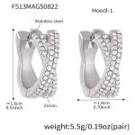color: F513-Steel Color Cross Over Full Pave Zircon Earrings -L-12mm