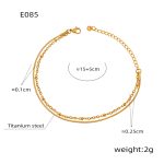 color: E085-Gold Lobster Clasp Bracelet -15+5cm