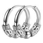 color: 12MM Dragon Pattern with Bead Ear Cuff Steel Color MS-097 1 PC