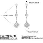 color: F007-White Zircon Steel Color Earrings