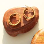Cold Hong Kong Temperament Double-Piece U-Shaped Earrings Stainless Steel 18K Gold Plating Personalized Earrings Female F375