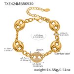 color: TXE424-Gold Zircon Bracelet 17+5cm