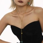 Multi-Color Drop-Shaped Resin Pendant Pull-out Clavicle Necklace Ring Earrings Stainless Steel Non-Fading Ornament
