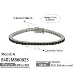 color: E402-Black Zircon Steel Color Bracelet -17cm
