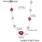 color: TXP515-Red Color Resin Steel Color Necklace 47.5+5cm