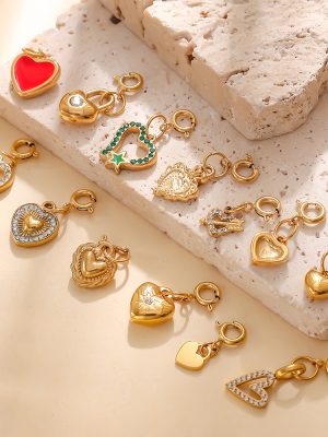 Sweet and Diamond Mounted Love Series Jewelry Buckle Pendant Stainless Steel 18K Gold DIY All-Match Accessories