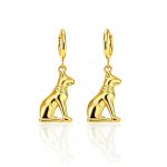 Ancient Egyptian cat goddess Bastet stainless steel earrings, a light-luxury, high-end design featuring goddess wings.