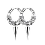 color: 12MM Dragon Pattern with Pointed Cone Ear Cuff Steel Color 1 PC