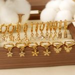 Flower Series Stainless Steel Zircon Earrings Women's Light Luxury Plated 18K Ear Clip All-Match Earrings