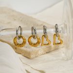 Stainless steel color-block detachable heart-shaped hoop earrings, women’s high-end gold-plated ear accessories.