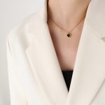color: P435-Black Zircon Gold Necklace -40+5cm