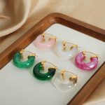Dopamine Candy Color Light Luxury Resin Colorful Earrings Stainless Steel Refined Grace Earring Ornament