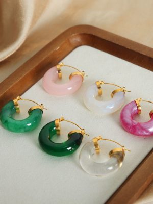 Dopamine Candy Color Light Luxury Resin Colorful Earrings Stainless Steel Refined Grace Earring Ornament