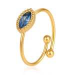 color: Marquise Zircon Ring Sapphire Blue / size: Open Adjustable