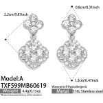 color: TXF599-A Style White Zircon Steel Color Earrings