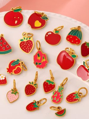Creative Simple All-Match New Fresh Pendant Colorful Oil Necklace Strawberry Apple Cute Pendant for Women