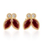 color: 1 Pair Red Color Stud Earrings Gold