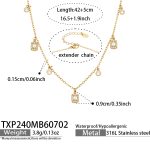 color: TXP240-Cube Zircon Gold Necklace -42+5cm