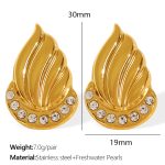 color: EH812 White Rhinestone Gold Earrings
