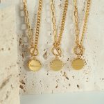 Cold OT Buckle Necklace Female Fashion Design Personality Advanced Clavicle Inner Accessories Little Golden Beans