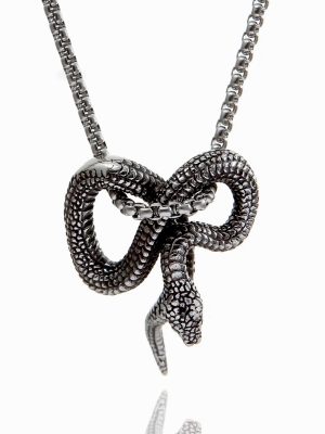 Stainless Steel Men's Snake Punk Necklace All-Match Sweater Chain Hip Hop Pendant Couple Personalized Pendant