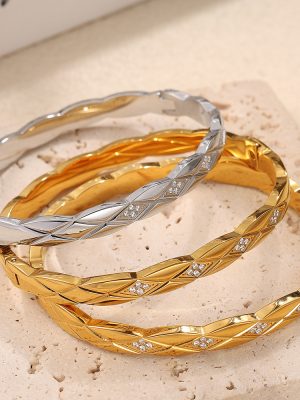 INS Stainless Steel CNC Diamond Classic Style Diamond Pattern Buckle Bracelet Bracelet Ornament